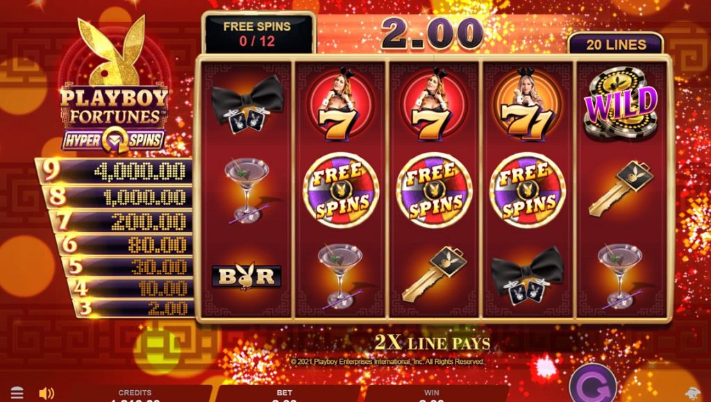 Playboy Fortunes HyperSpins slot free spins 2022