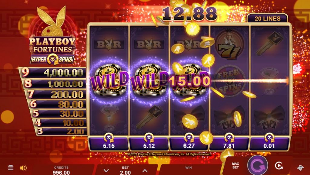 Playboy Fortunes HyperSpins slot simbolo wild 2022